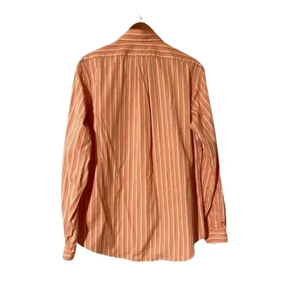 Ralph Lauren Mens  Sz Large Orange Striped Custom Fit Long Sleeve Shirt - Picture 2 of 6